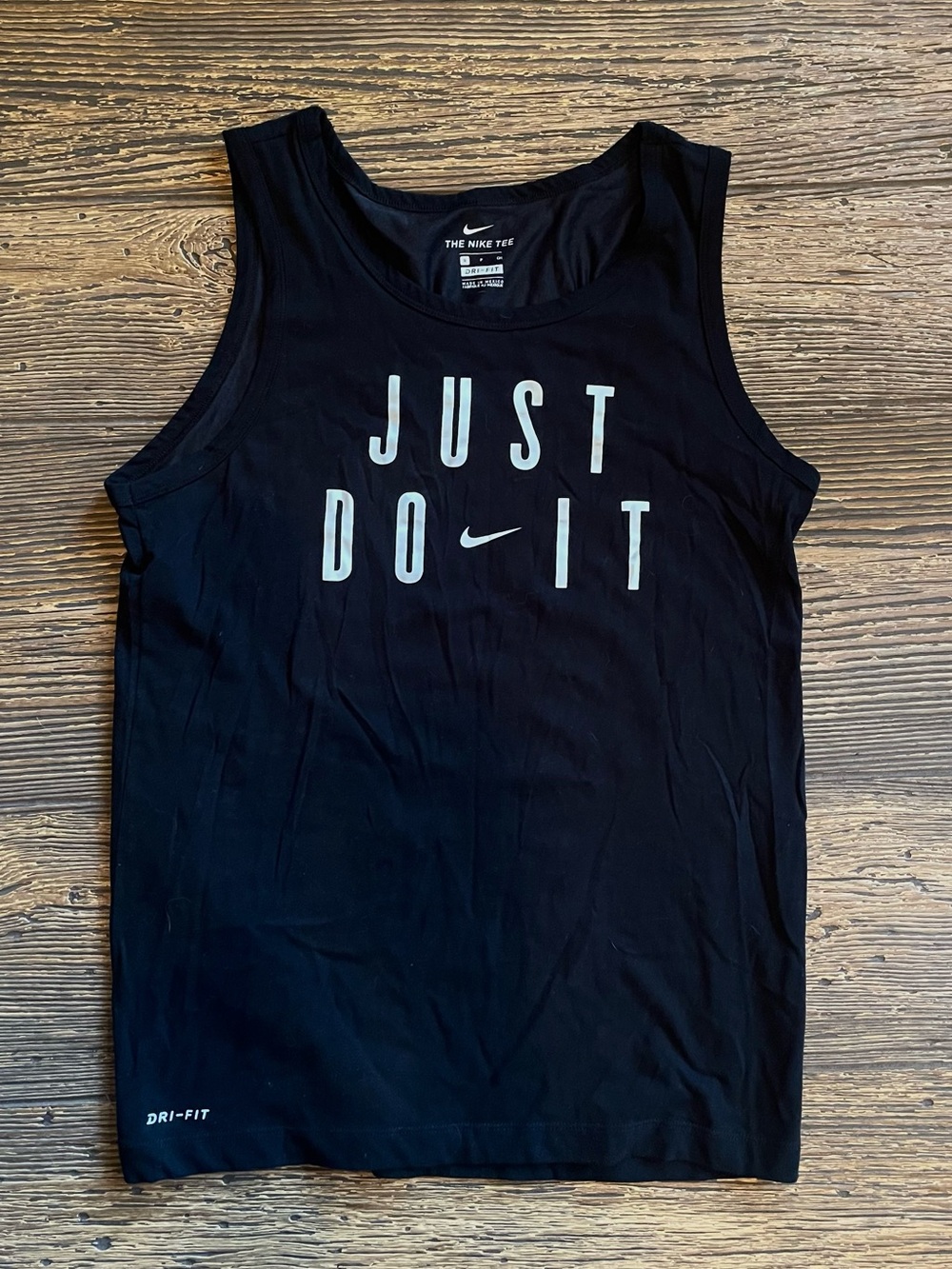 Nike men’s small Black Tank Top with White "JUST DO IT" Logo